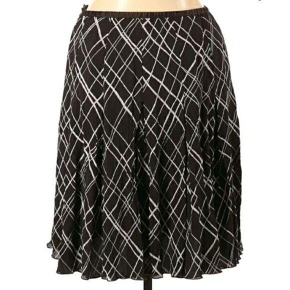 Ellen Tracy Parochial Crinkle Silk Pleated Plaid Full Tea Length Skirt Sz 14 - Picture 7 of 10